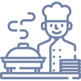 Chef serving food with plates